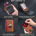 ✨Wallet for Men - with Pop Up Aluminum Case Money Clip Slim Leather Slots Credit Card Holder RFID Blocking Bifold Minimalist Wallet